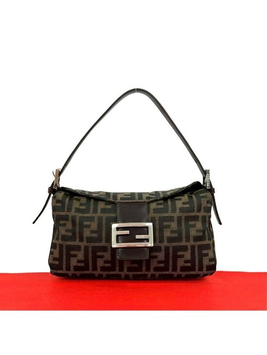 Fendi Handbags - ★SOLD★ Fendi Zucca FF Logo Canvas Leather Shoulder Bag Brown